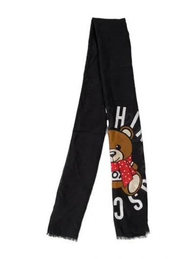 Pre-owned Moschino Graphic Print Scarf W/ Tags In Black