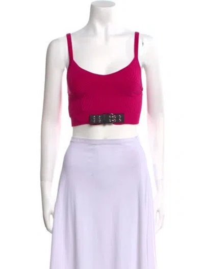 Pre-owned Moschino Graphic Print Scoop Neck Crop Top W/ Tags In Pink