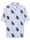Moschino Poplin Shirt Allover Chimpanzee In Blue