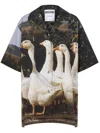 Moschino Cotton Voile Shirt Goose Print In Multi