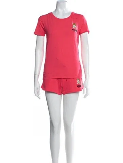 Pre-owned Moschino Graphic Print Short Set In Pink