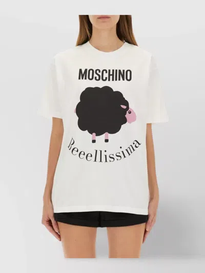 Moschino Graphic Print Short Sleeve Crew Neck T-shirt In White