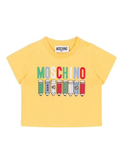 Moschino Babies' Graphic-print Short-sleeve T-shirt In Yellow