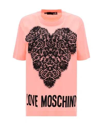 Moschino Graphic-print Short-sleeved T-shirt In Pink