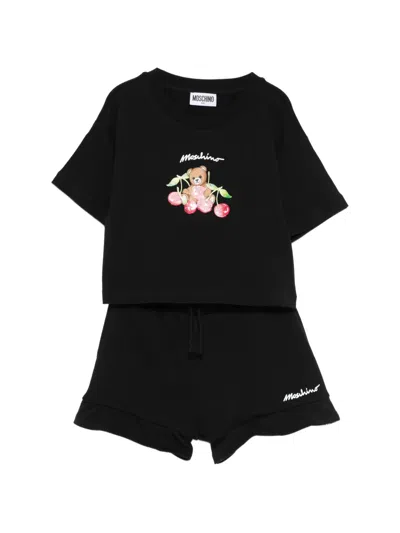 Moschino Kids' Graphic-print Shorts Set In Black