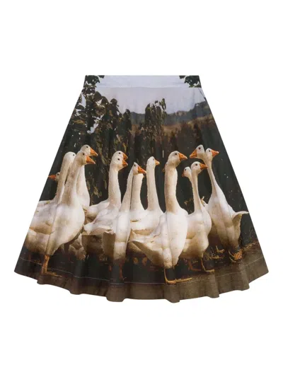 Moschino Kids' Graphic-print Skirt In Brown