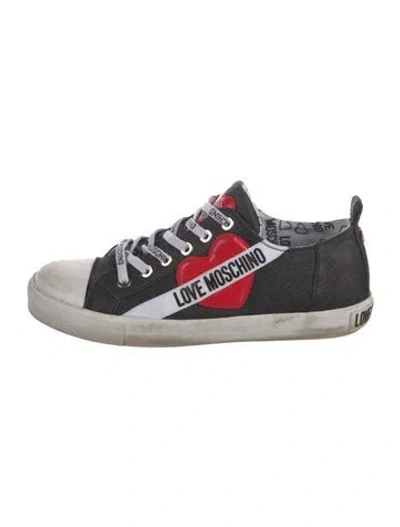 Pre-owned Moschino Graphic Print Sneakers In Black