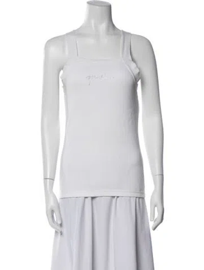 Pre-owned Moschino Graphic Print Square Neckline Top In Gray