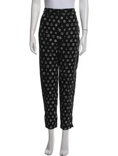 Pre-owned Moschino Graphic Print Straight Leg Pants In Black/blue