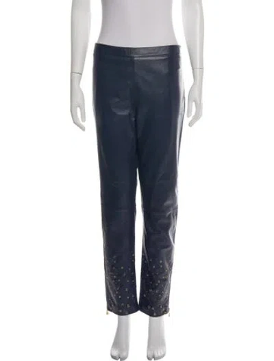 Pre-owned Moschino Graphic Print Straight Leg Pants In Blue