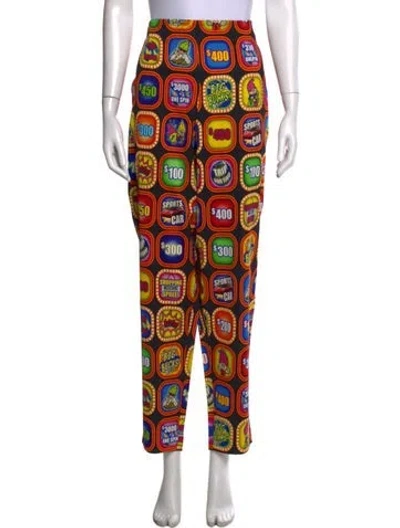 Pre-owned Moschino Graphic Print Straight Leg Pants In Orange