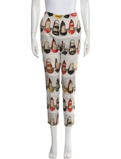Pre-owned Moschino Graphic Print Straight Leg Pants In White