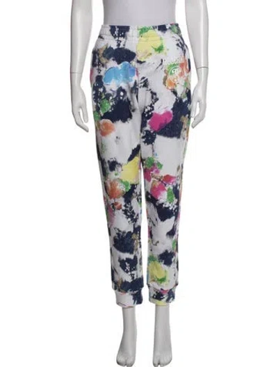 Pre-owned Moschino Graphic Print Straight Leg Pants In White