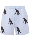 Moschino Striped Poplin Bermuda Allover Chimpanzee In Blue
