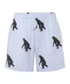 Moschino Striped Poplin Bermuda Allover Chimpanzee In Blue