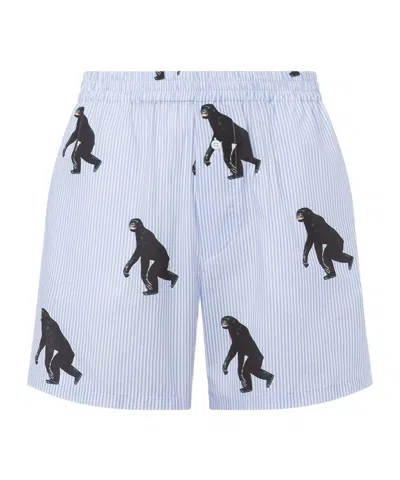 MOSCHINO GRAPHIC-PRINT STRIPED SHORTS