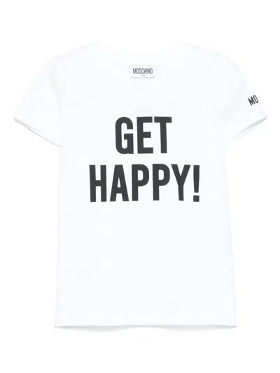 Moschino Kids' Graphic-print T-shirt In 白色