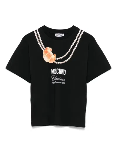 Moschino Kids' Graphic-print T-shirt In 黑色
