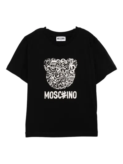 Moschino Kids' Graphic-print T-shirt In Black