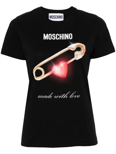 Moschino Printed Cotton Jersey T-shirt In Black