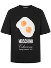 Moschino Black Cotton T-shirt With Fried Egg Print In Black