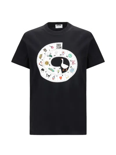 Moschino Short-sleeve T-shirt With Board Game-inspired Design In Black