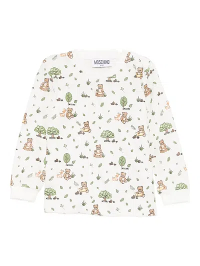 Moschino Babies' T-shirt Mit Grafischem Print In White