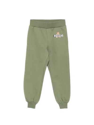 Moschino Kids' Graphic-print Tracksuit Bottoms In Green