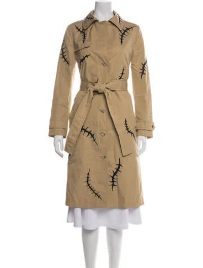 Pre-owned Moschino Graphic Print Trench Coat In Neutrals