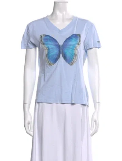 Pre-owned Moschino Graphic Print V-neck T-shirt In Multi