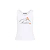 Moschino Graphic Print White Viscose Sleeveless Top In White