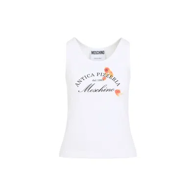 Moschino Graphic Print White Viscose Sleeveless Top