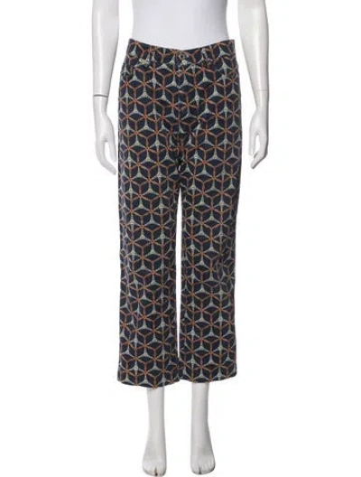 Pre-owned Moschino Graphic Print Wide Leg Pants In Blue