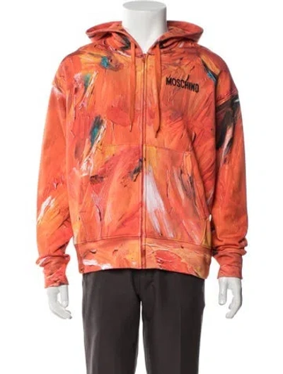 Pre-owned Moschino Graphic Print Windbreaker In Orange