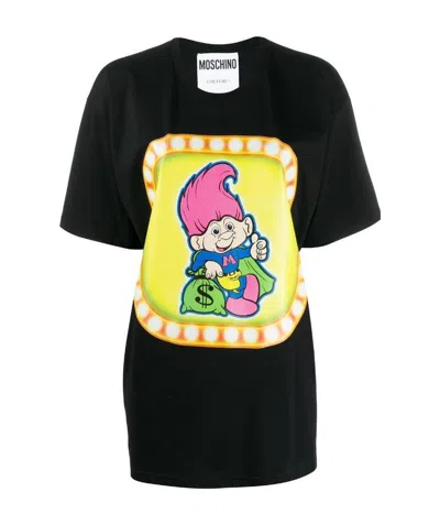 Moschino Graphic Printed Oversized T-shirt In Black