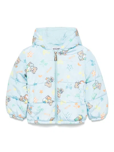 Moschino Kids' Graphic-printed Padded Jacket In Blue