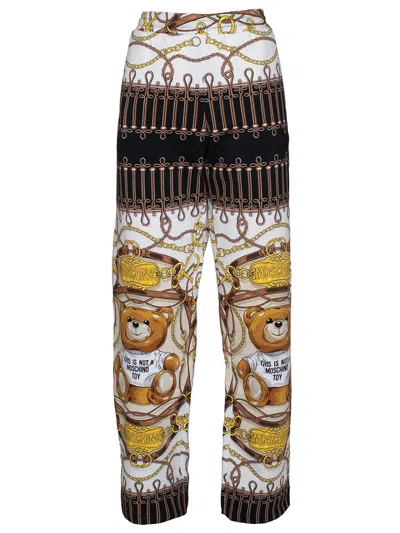 Moschino Logo Printed Pants In Multi