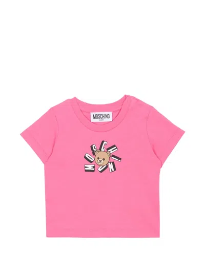 Moschino Babies' Graphic Short-sleeve T-shirt In Pink