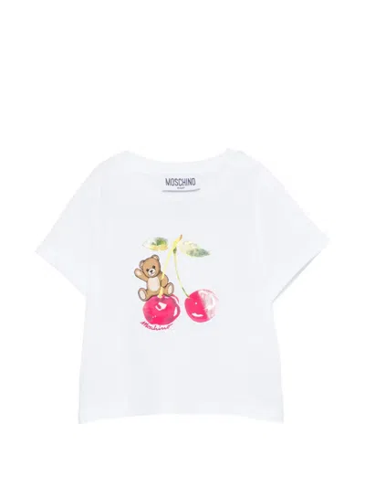 Moschino Babies' Graphic Short-sleeves T-shirt In White