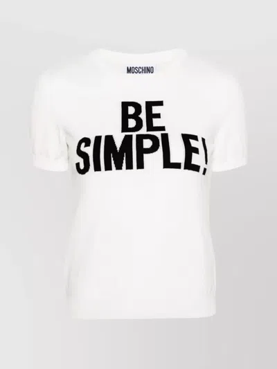 MOSCHINO GRAPHIC SLOGAN KNIT CREWNECK