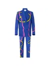 Moschino Graphic-pattern Virgin-wool Suit In Blue