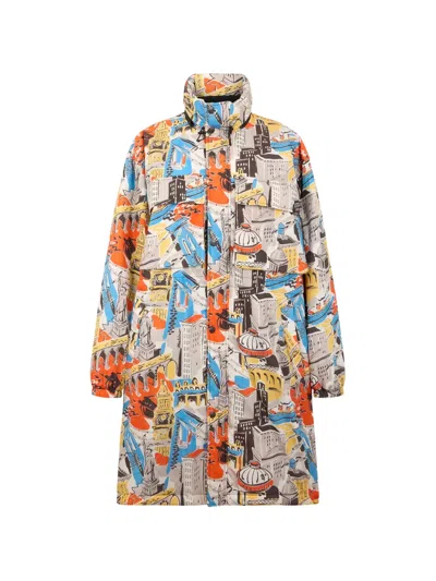 Moschino Graphic-print High-neck Jacket In Multi