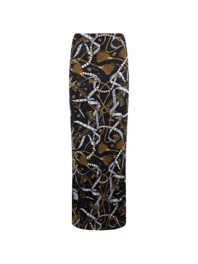 Moschino Graphic-print Maxi Skirt In Black