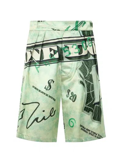 Moschino Graphic-print Pleated Shorts In Green