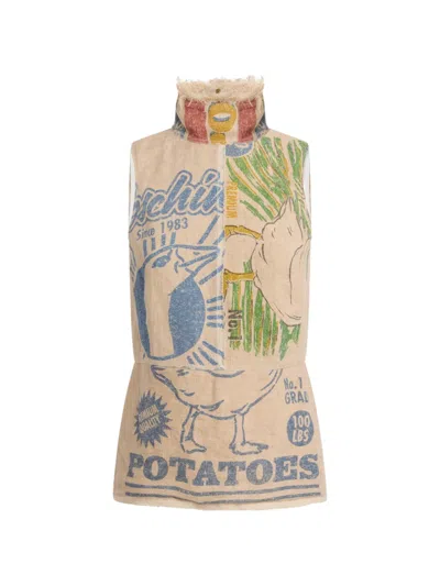 Moschino Graphic-print Raw-edge Tank Top In Multi