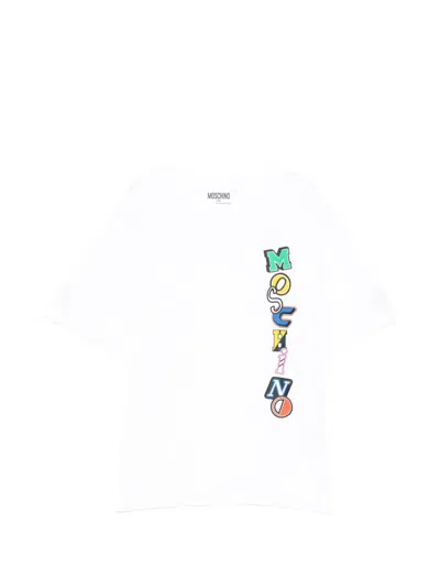 Moschino Kids' Graphic-print Round Neck T-shirt In White