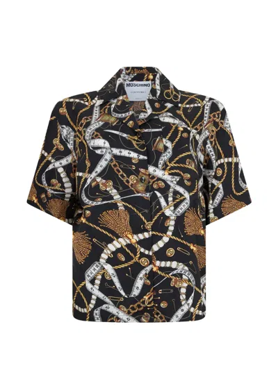 Moschino Graphic-print Short-sleeve Shirt In Black