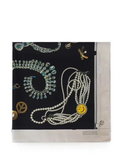 Moschino Graphic-print Silk Scarf In Multi