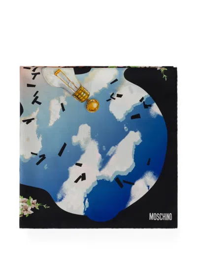 Moschino Graphic-print Silk Scarf In Multi