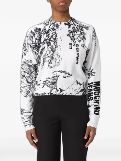 Moschino Graphic-print Sweatshirt In White